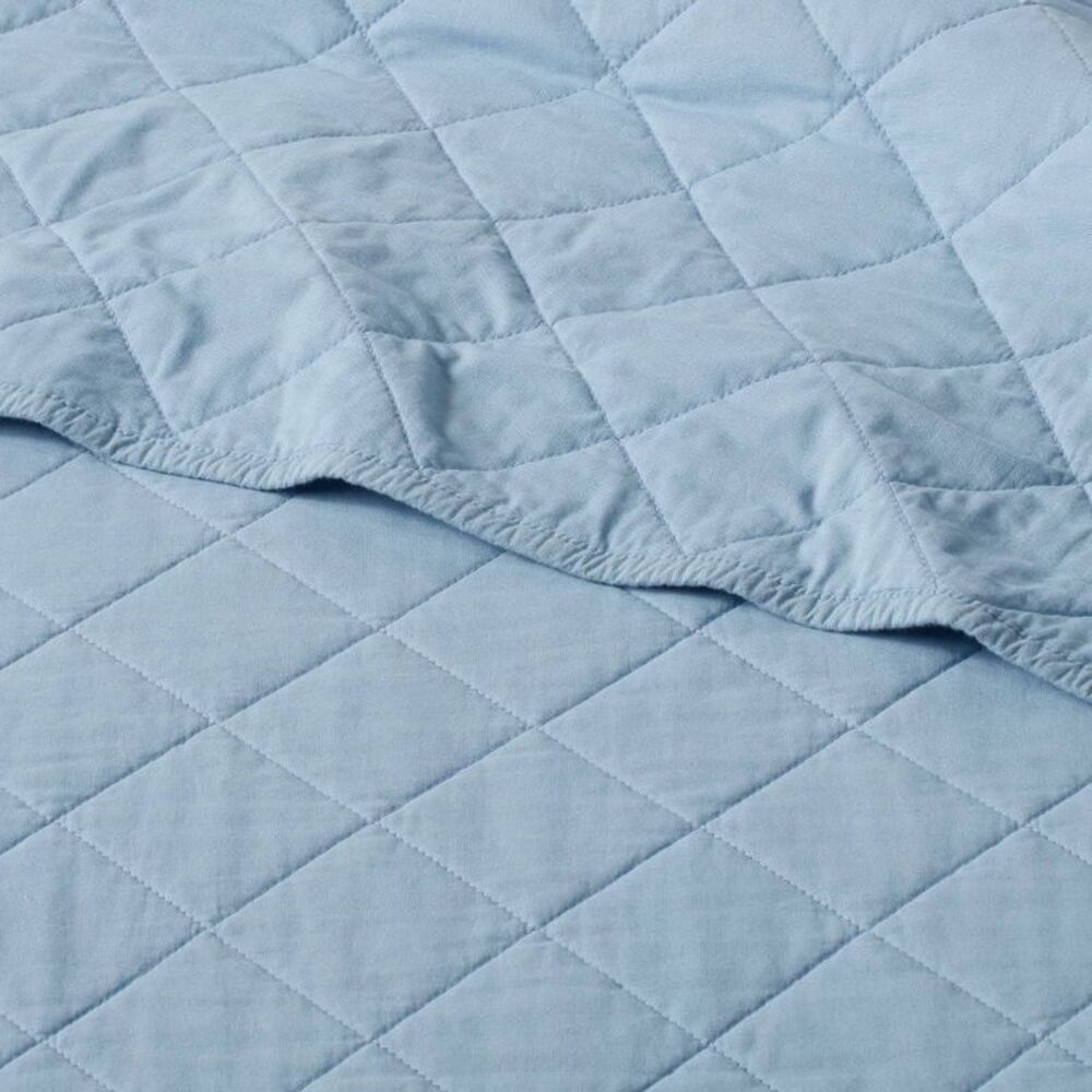 Threshold - King Diamond Stitch Cotton Linen Quilt Light Blue  Blue - Picture 4 of 4